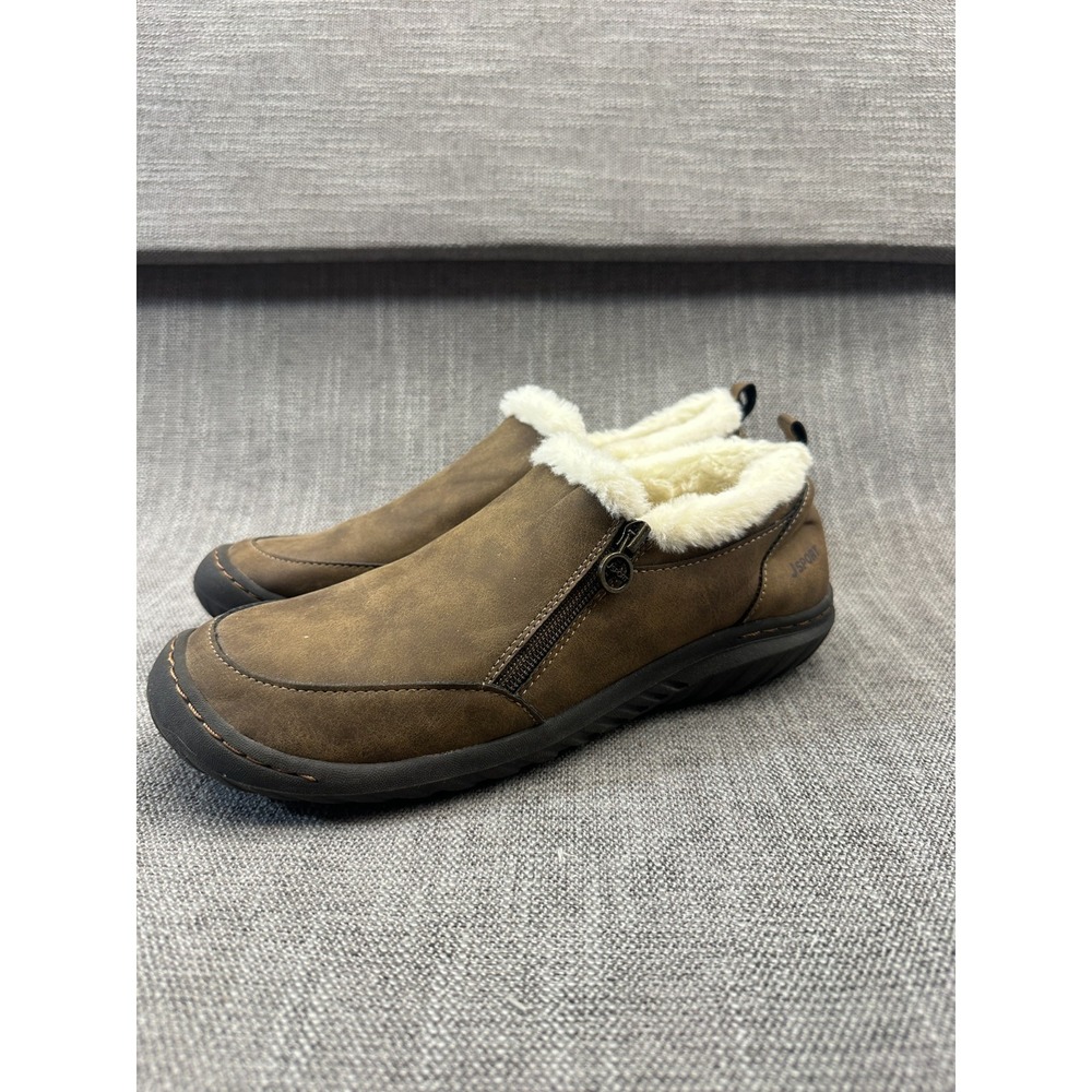 Jsport Elenor S1ELR34 Womens 10 M Brown Suede Faux Fur Side Zip Winter Snow Boot